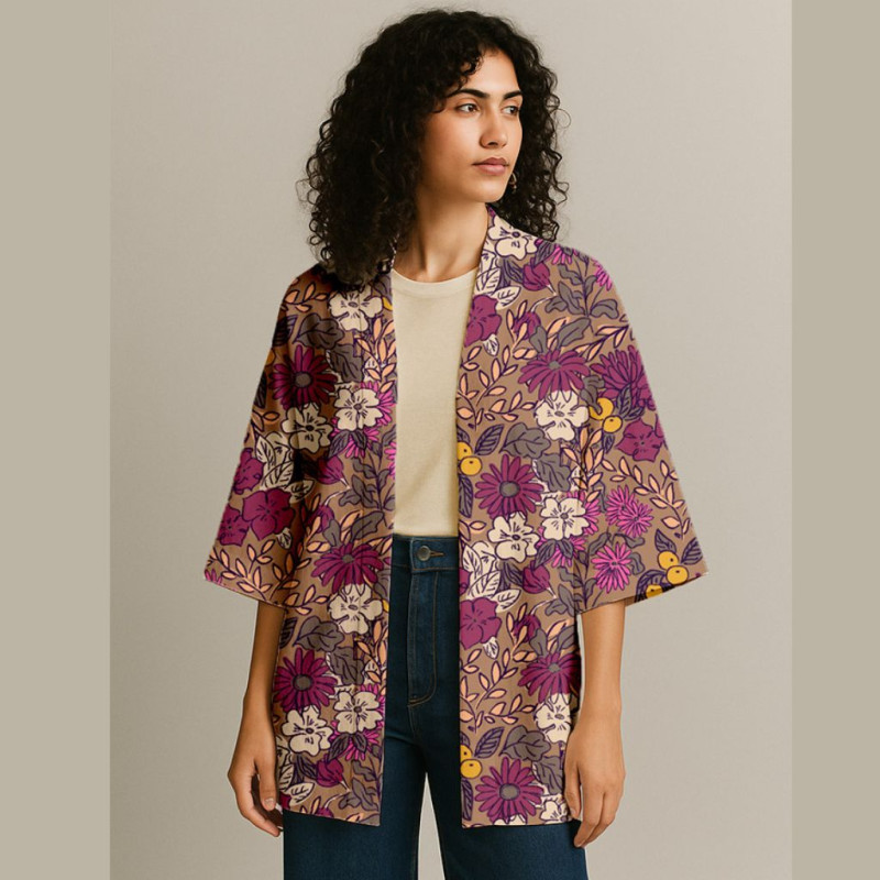 Viscose Imprimée SONJA Marron / Rose