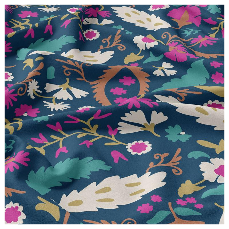 Viscose Imprimée ALIO2 Bleu / Rose