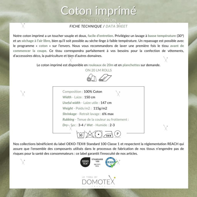 Coton imprimé ARBIO Moutarde / M.Foret