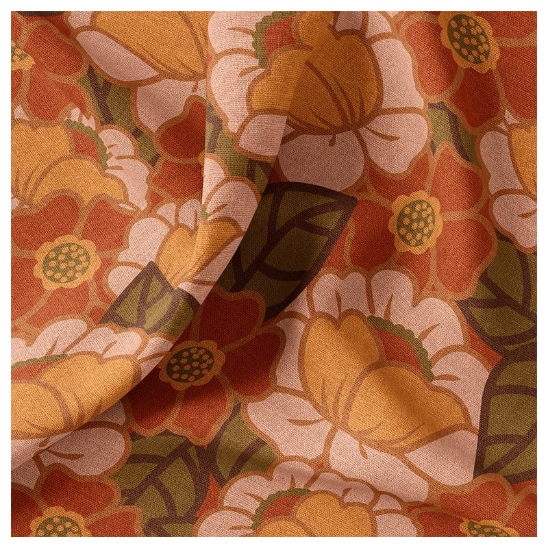 Demi-natté Imprimé CLEMONE Orange / Pêche