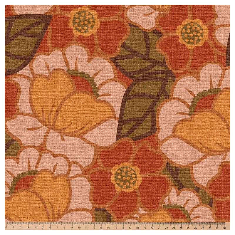 Demi-natté Imprimé CLEMONE Orange / Pêche