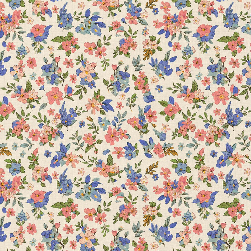 Coton imprimé KAILEY Ecru / Rose