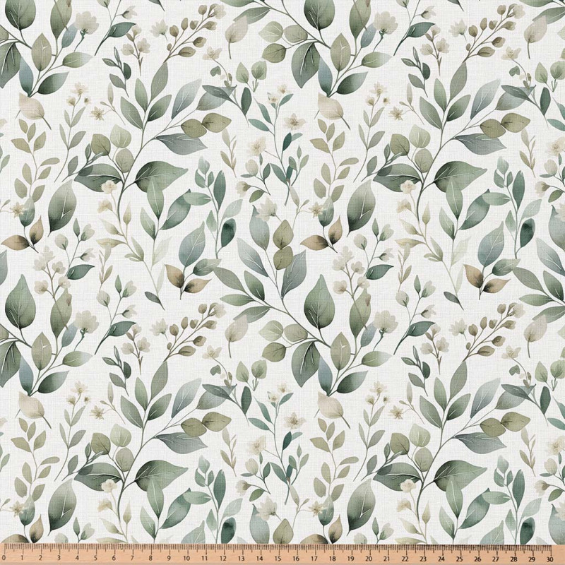 Coton imprimé LUARA Blanc / Vert