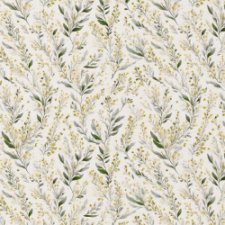 Coton imprimé MIMOSA Ecru / Jaune