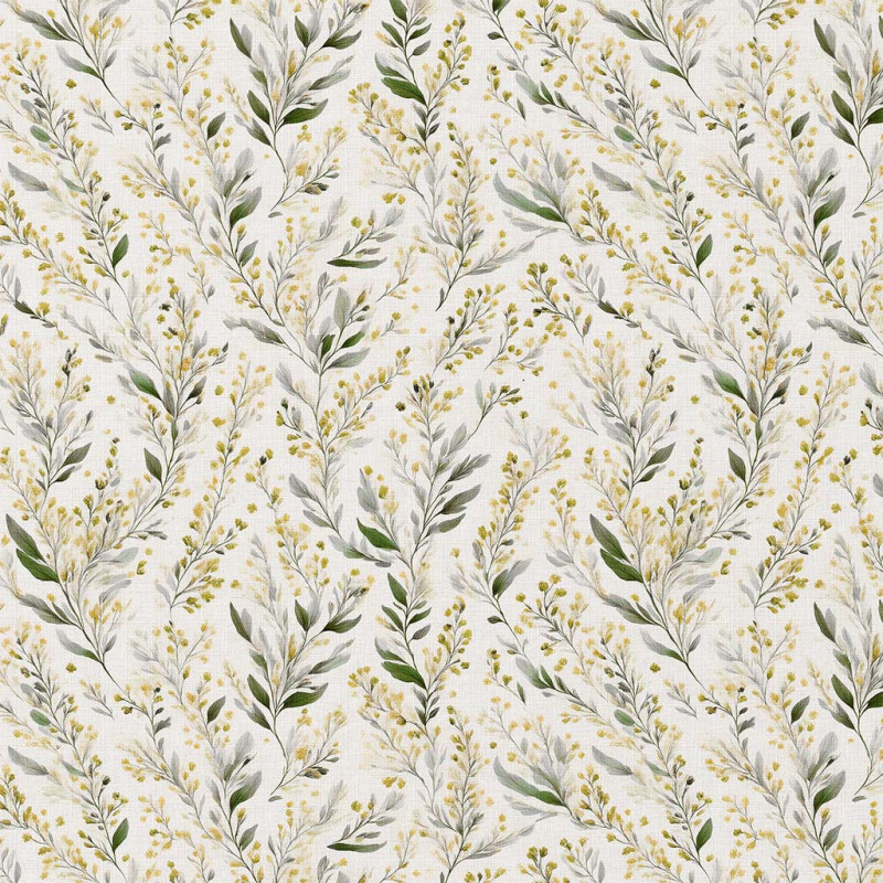 Coton imprimé MIMOSA Ecru / Jaune