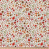 Coton imprimé HORTENSE2 Ecru / Rouge