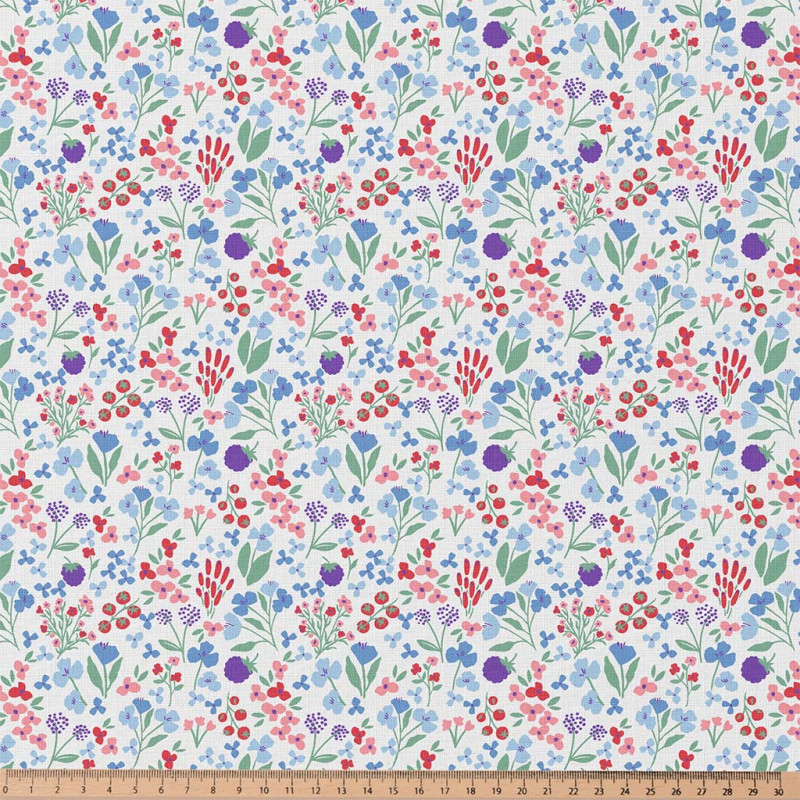 Coton imprimé CELINE Blanc / Bleu
