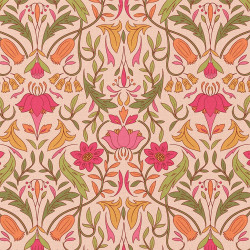 Coton imprimé ALPHONSE Pêche / Rose