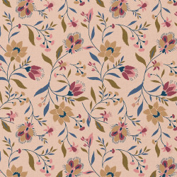 Coton imprimé EVELYNE Pêche / Beige