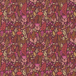 Coton imprimé MALVINA2 Chocolat / Rose