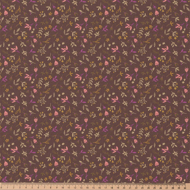 Coton imprimé AZOVA Cacao / Rose