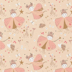 Coton imprimé TALULA Pêche / Rose