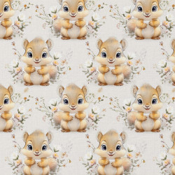 Coton imprimé SQUIRREL Lin / Camel