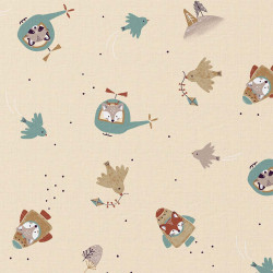 Coton imprimé ILLICO Beige / Bleu