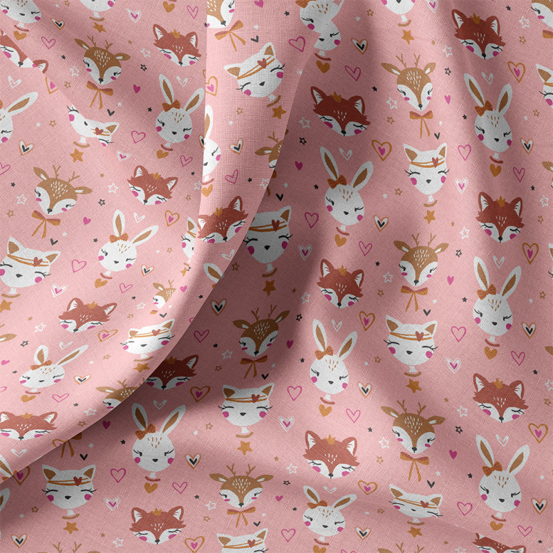 Coton imprimé ANIBEL Rose / Marron