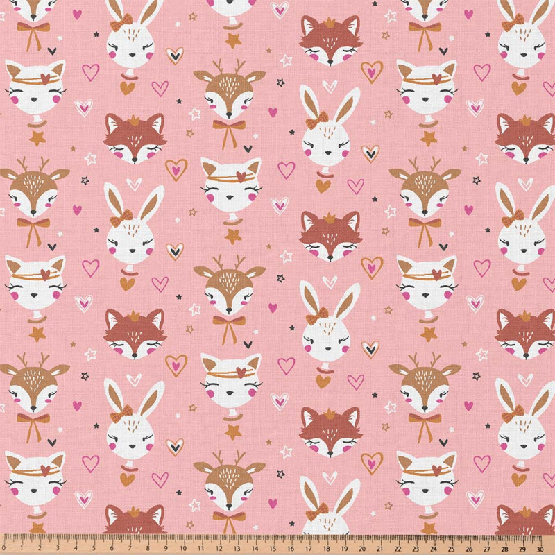 Coton imprimé ANIBEL Rose / Marron