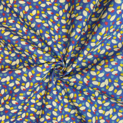 Coton Imprimé KONOGO Bleu / Mastic