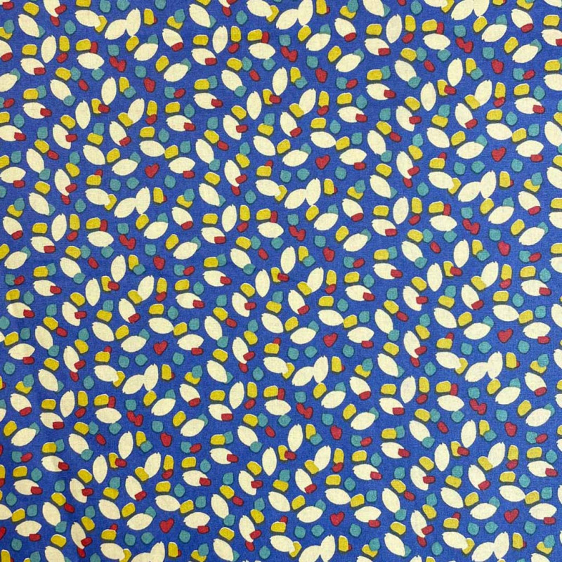 Coton Imprimé KONOGO Bleu / Mastic
