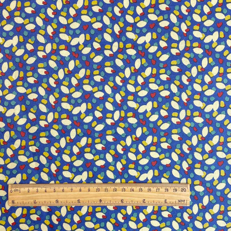 Coton Imprimé KONOGO Bleu / Mastic