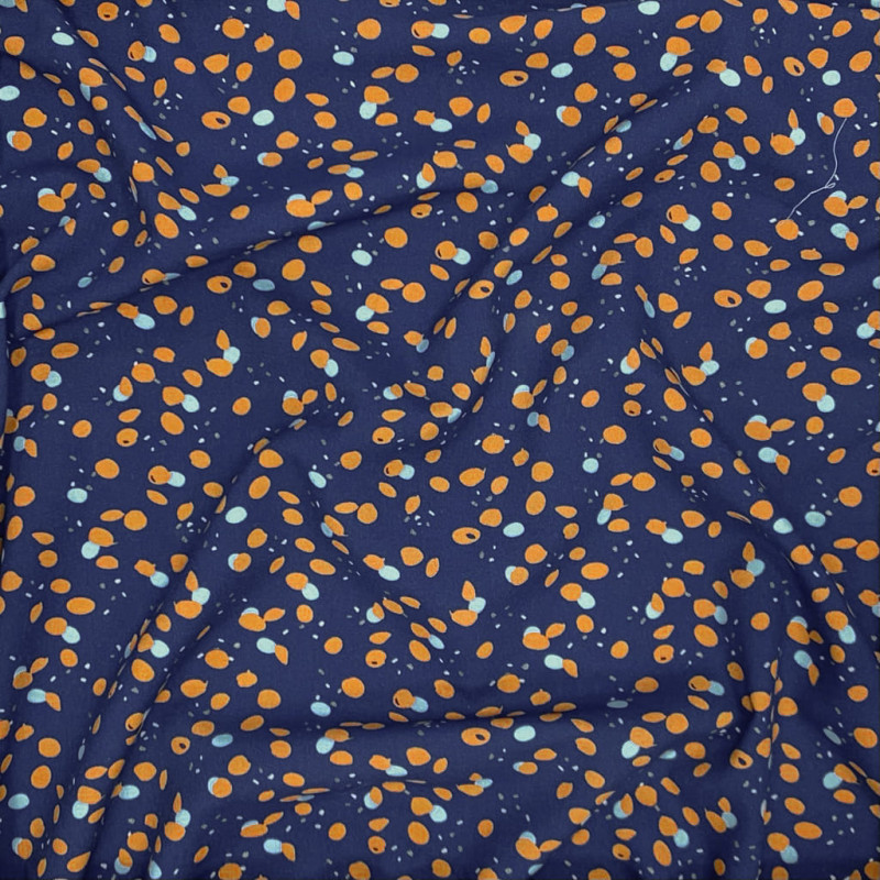 Viscose Imprimée POKOR Indigo / Gold22