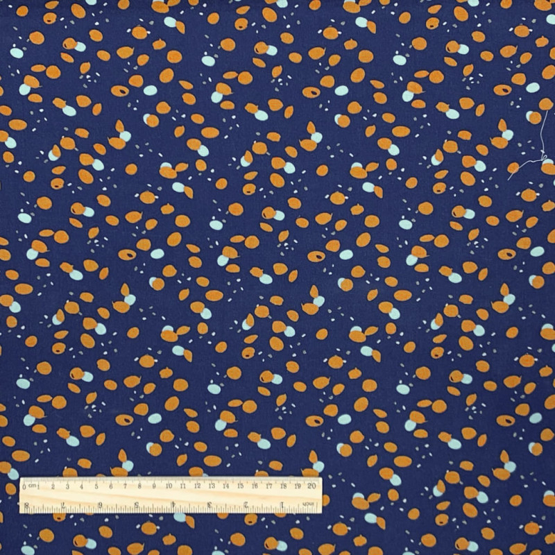 Viscose Imprimée POKOR Indigo / Gold22