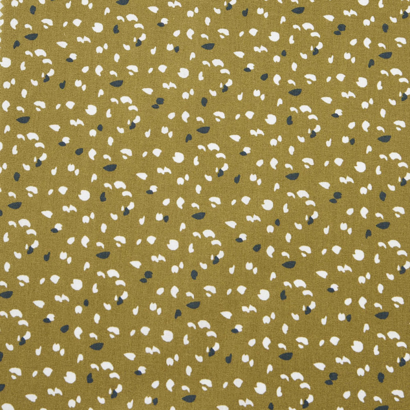 Coton Imprimé JIKEO Olive / Nuit