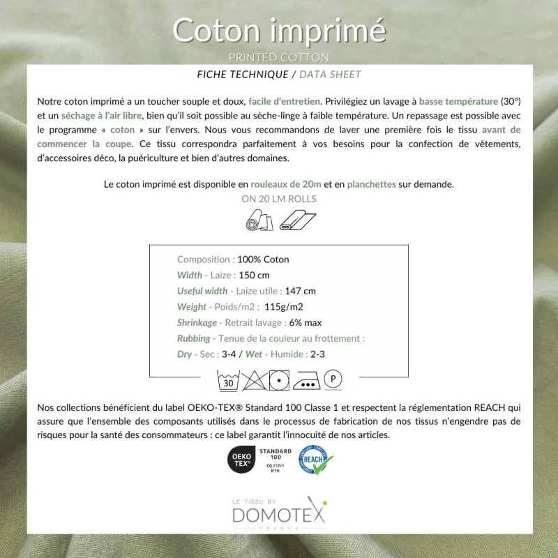 Coton Imprimé JIKEO Olive / Nuit