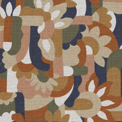 Demi-Natté Imprimé NAIVE Bleu / Camel