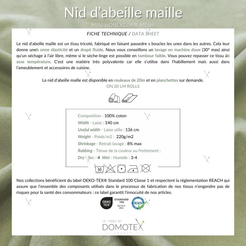 Mini Nid d'abeille Vert De Gris