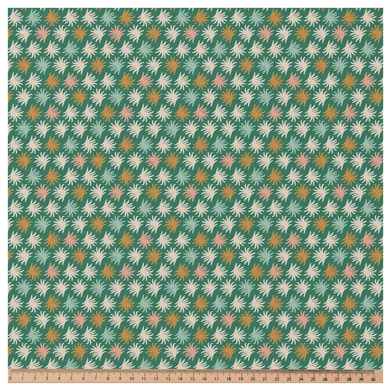 Coton Imprimé LITNI Vert / Ecru