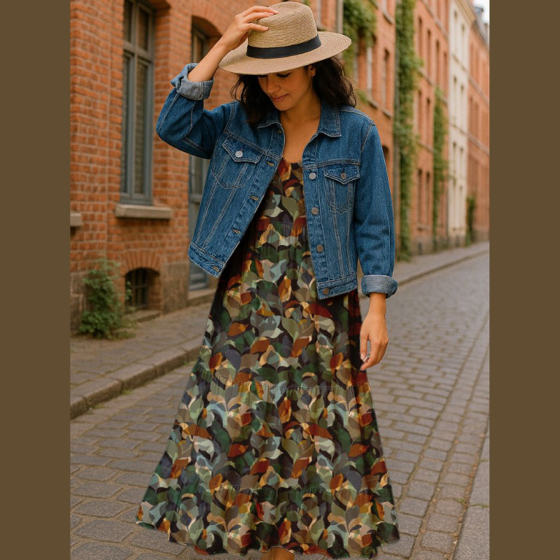 Viscose Imprimée ANTHEA Noir / Vert