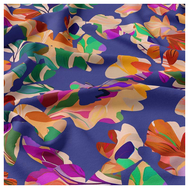 Viscose Imprimée MACHA Bleu / Rose