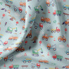 Coton imprimé CAMIONS Bleu / Orange