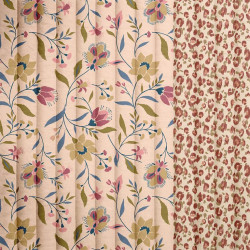 Coton Matelassé Imprimé EVELYNE / KARLI Pêche / Beige