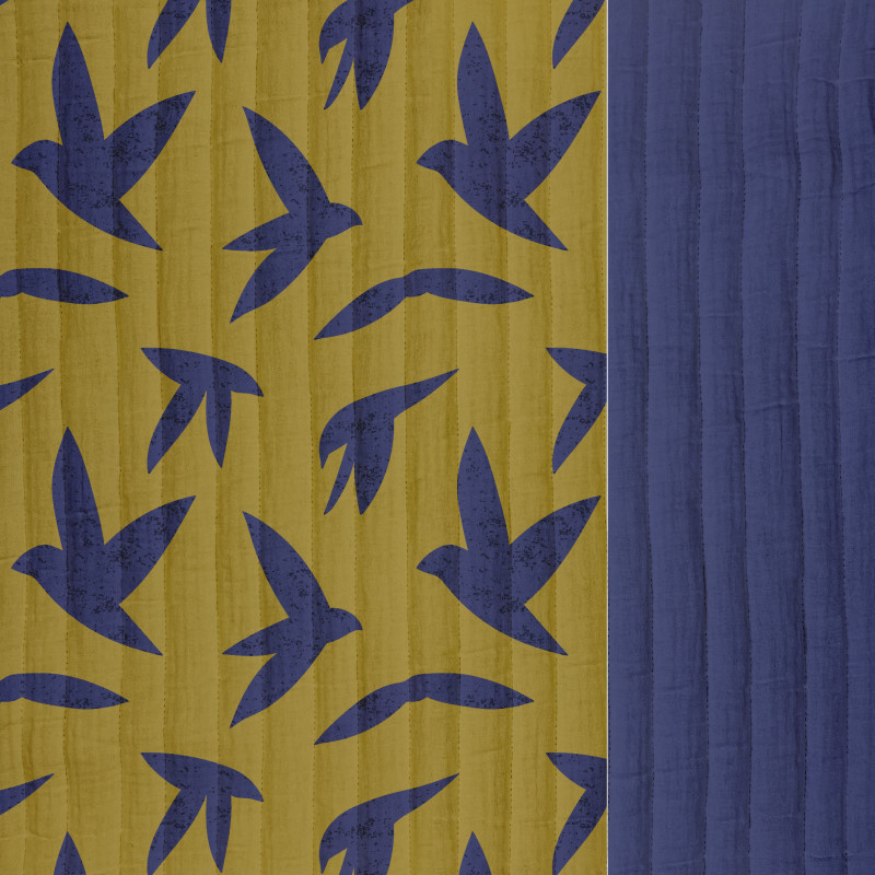 Double Gaze Matelassée Imprimée ZOZIO Ocre / Bleu