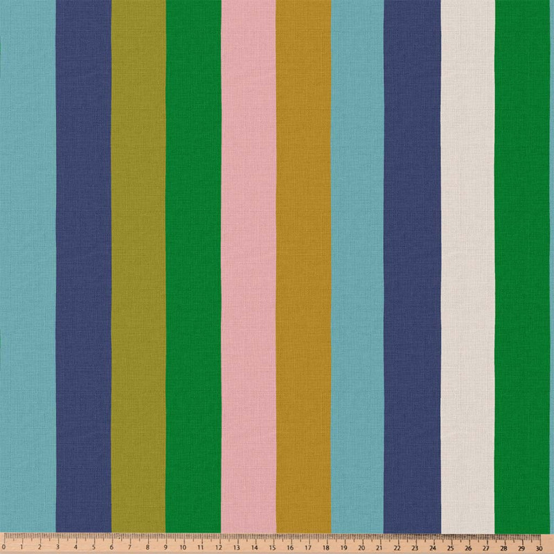 Coton Imprimé LINON Bleu / Vert
