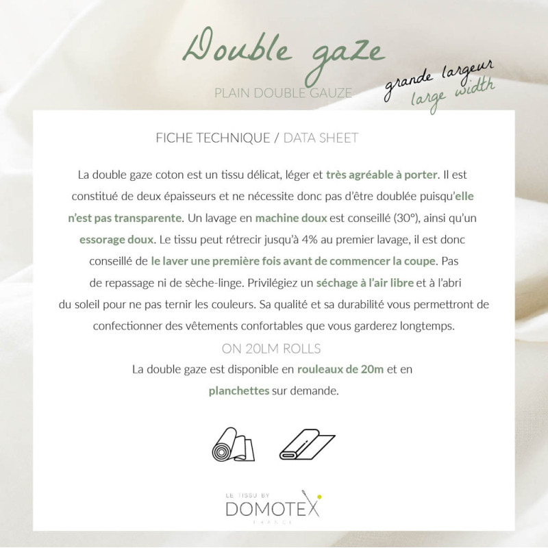 Wide Width Double Gauze White