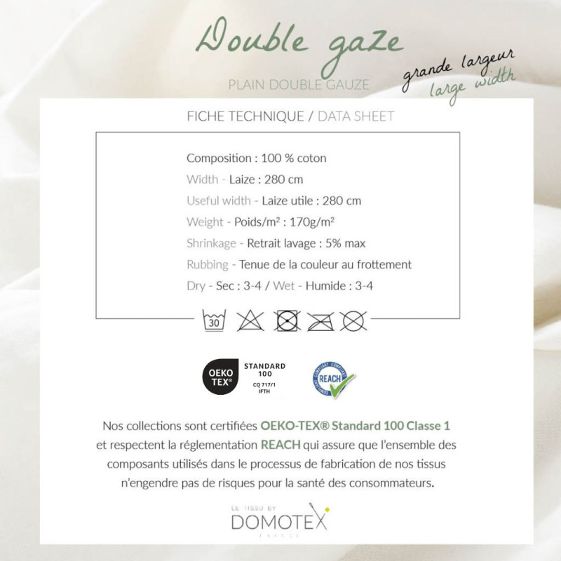 Wide Width Double Gauze White