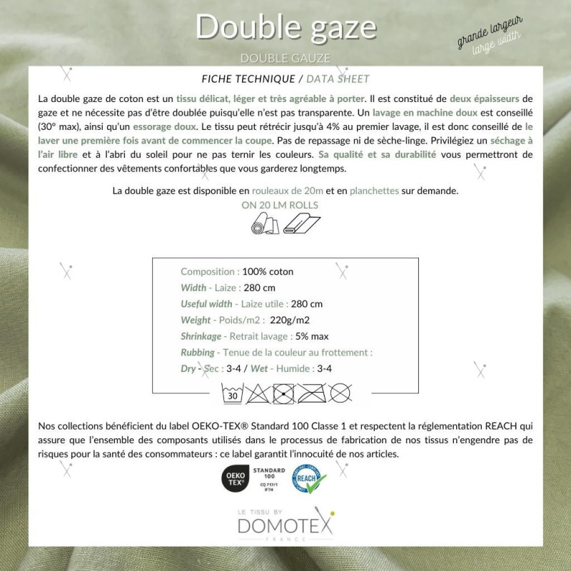 Double Gaze Grande Largeur Ecru