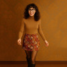 Velours 1000 Raies Imprimé AZYLIS Marron / Orange