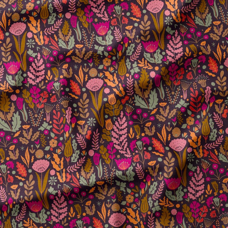 Velours 1000 Raies Imprimé MALVINA Noir / Rose
