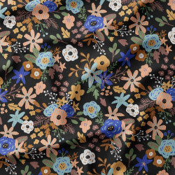 Velours 1000 Raies Imprimé OLGA Bleu / Jaune
