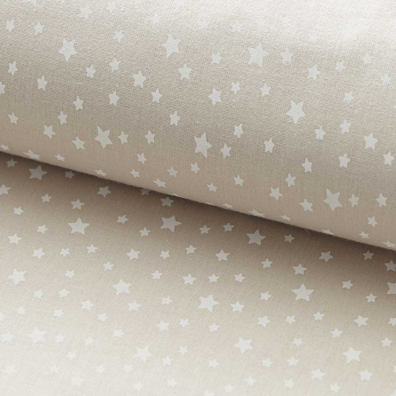 Coton imprimé DOUSNUI Taupe Clair / Blanc Mat