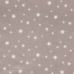 Coton imprimé ZETOILE Taupe / Blanc