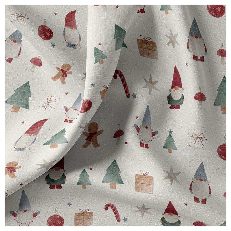 Coton imprimé HORLIN Ecru / Rouge