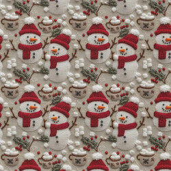 Coton imprimé MARSHMALLOW Gris / Rouge