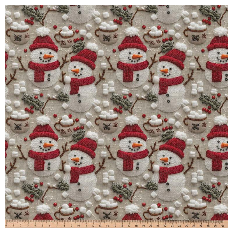Coton imprimé MARSHMALLOW Gris / Rouge