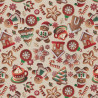 Coton imprimé TIBISCUIT Beige / Rouge
