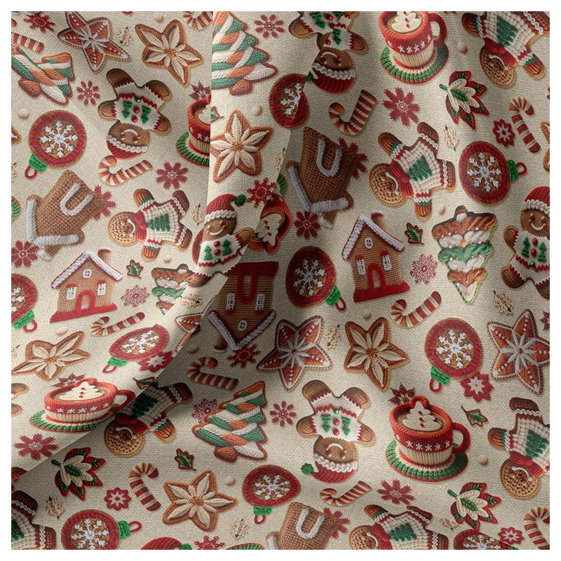 Coton imprimé TIBISCUIT Beige / Rouge