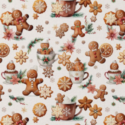 Coton imprimé COOKIES Ecru / Camel